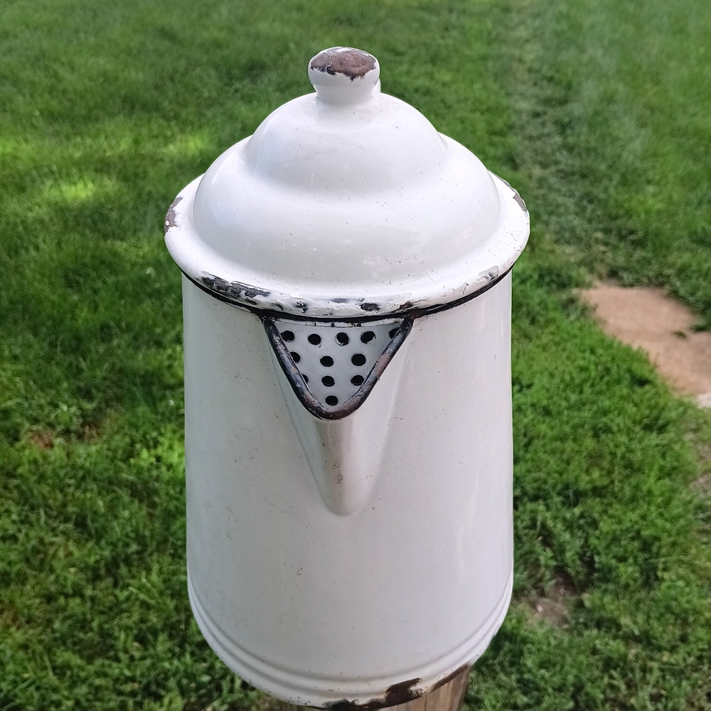 Vintage White Enamel Pitcher - Picture 3 of 8